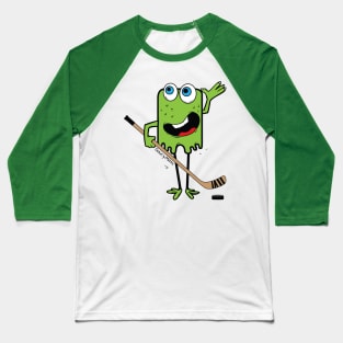 Green Hockey Monster Baseball T-Shirt